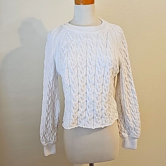 J. CREW CROPPED CABLE KNIT SWEATER SIZE SMALL - Picture 1 of 9